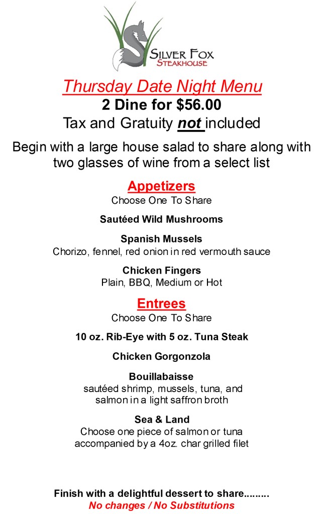Thursday Date night menu Summer 2022 639X1024