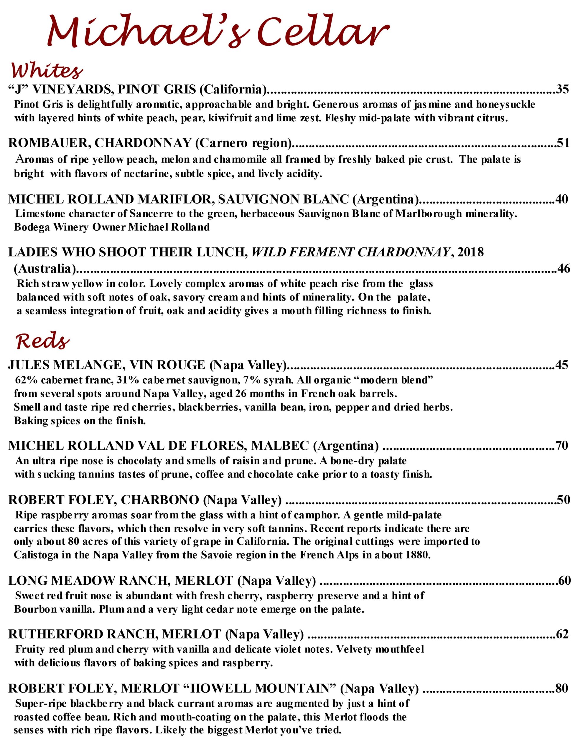 Michael Cellar wine 1st page June 2025 2550X3300